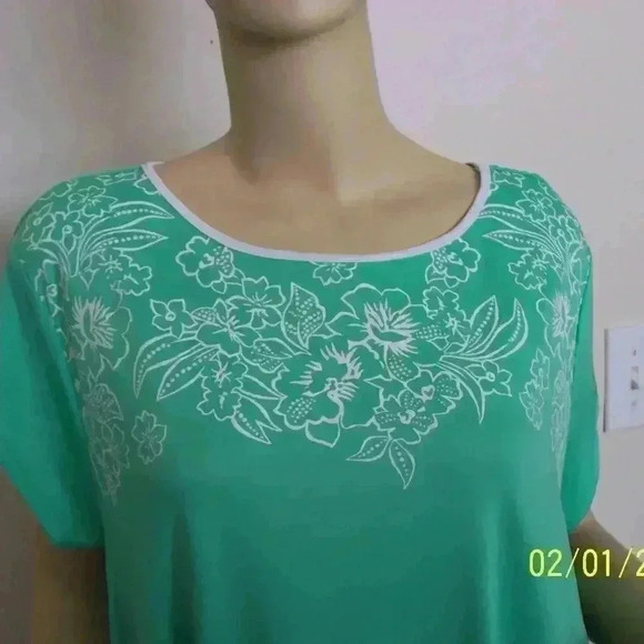 DRESS GREEN WITH WHITE FRONT MOTIF BY RUBY RED - Picture 2 of 4